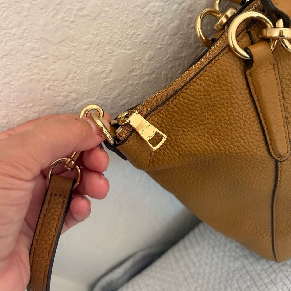 Coach Kelsey Brown Pebbled Leather Satchel Crossbody in Light Saddle F28993 - Picture 6 of 12
